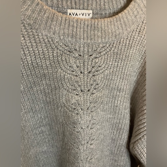 Ava & Viv Gray Ballon Sleeve Knit Sweater - Picture 2 of 5